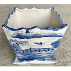 Cache pot vietnamien paysages bleus