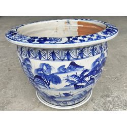 Cache pot vietnamien bleu- Diamètre 39 cm