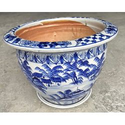 Cache pot vietnamien bleu- Diamètre 39 cm