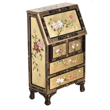 Secrétaire chinois doré à la feuille