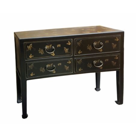 Console chinoise noire papillons