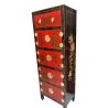 Meuble de rangement chinois laque rouge 8 portes 1 tiroir