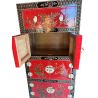 Meuble de rangement chinois laque rouge 8 portes 1 tiroir