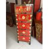 Meuble de rangement chinois laque rouge 8 portes 1 tiroir