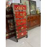 Meuble de rangement chinois laque rouge 8 portes 1 tiroir