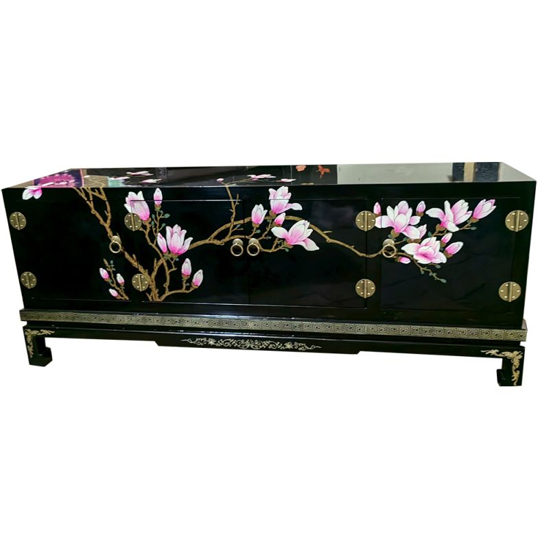 Meuble TV laqué 4 portes 170x36x55