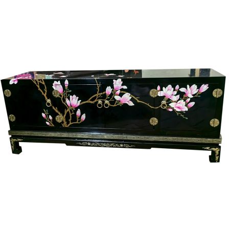 Meuble TV laqué 4 portes 170x36x55