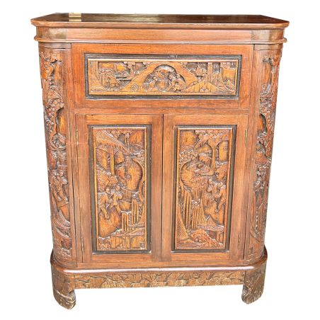 Meuble bar sculpté avec rangements