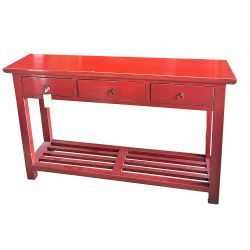 Console chinoise rouge 3 tiroirs