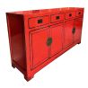 Buffet chinois rouge patine à l'ancienne