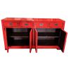 Buffet chinois rouge patine à l'ancienne