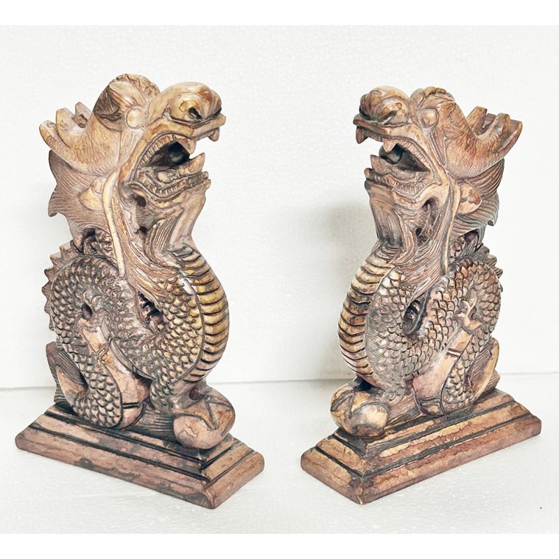 Set de 2 dragons vietnamiens en pierre taillée