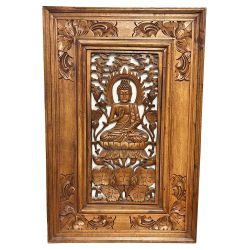 Tableau en bois sculpté de Kuan Yin