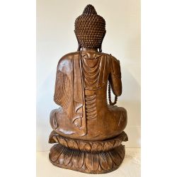 Statue bouddha bois de l'enseignement