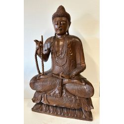 Statue bouddha bois de l'enseignement