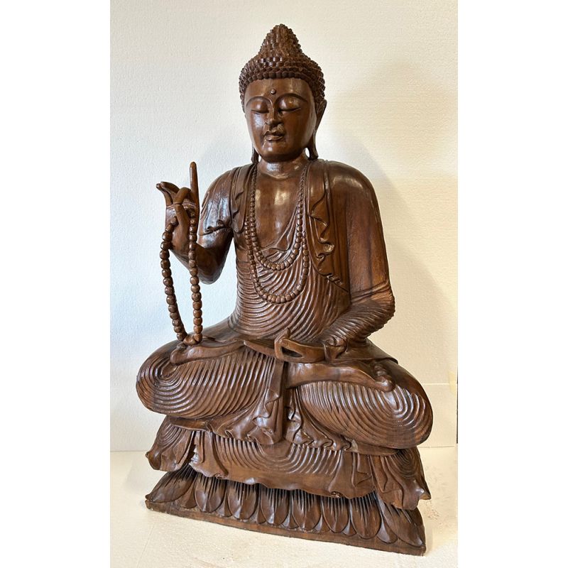 Statue bouddha bois de l'enseignement