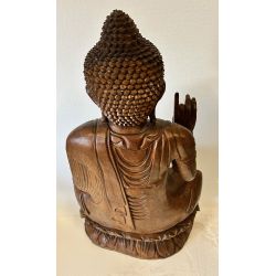 Statue bouddha bois de l'enseignement