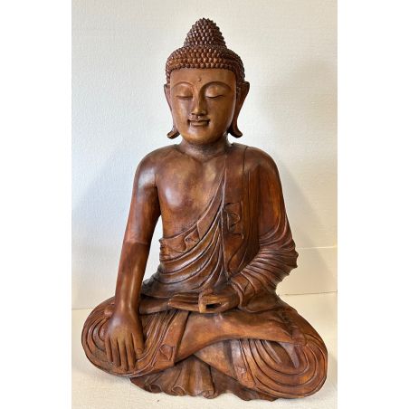 Statue de bouddha en bois - Prise de la terre à témoin