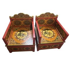 Fauteuils tibétains avec 2 tiroirs 90x70x87