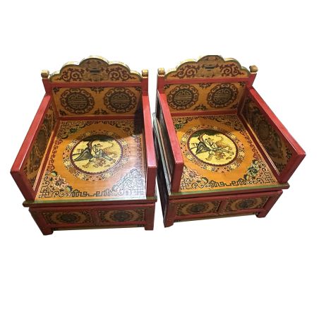 Fauteuils tibétains avec 2 tiroirs 90x70x87