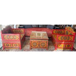 Fauteuils tibétains avec 2 tiroirs 90x70x87