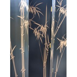 Paravent chinois rond laque rouge vif incrustée de nacre