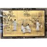 Tableau chinois doré à la feuille avec geishas en nacre