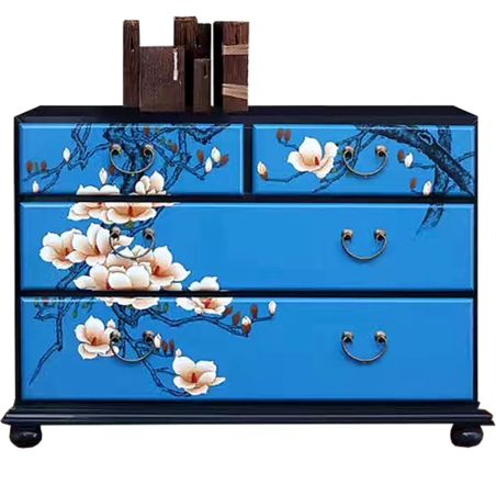 Commode chinoise laque bleue