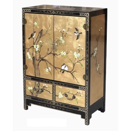 Meuble d'appoint chinois doré à la feuille