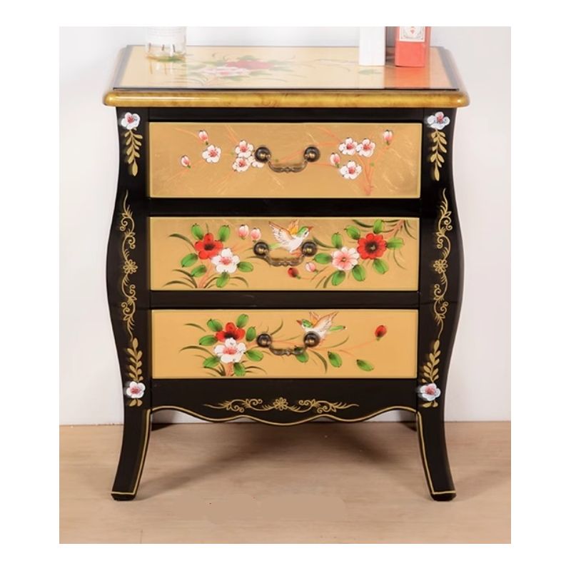 Commode - Bout de canapé doré à la feuille