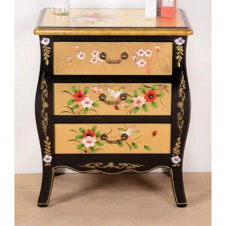 Commode - Bout de canapé doré à la feuille