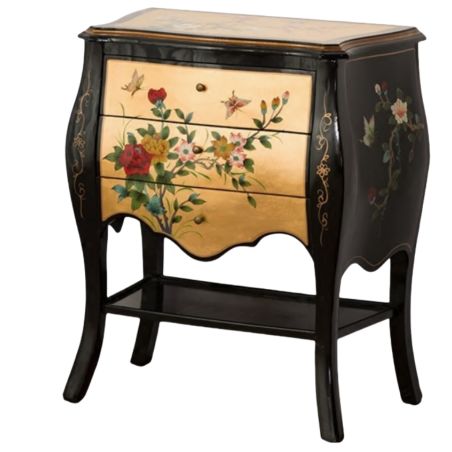 Commode - Bout de canapé doré à la feuille