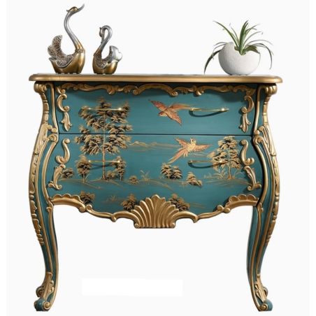 Commode chinoise baroque laque bleue