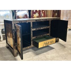 Meuble TV chinois laque dorée à la feuille