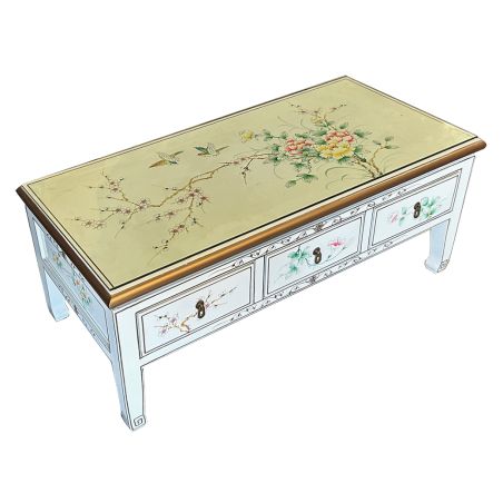 Table de salon laque blanche