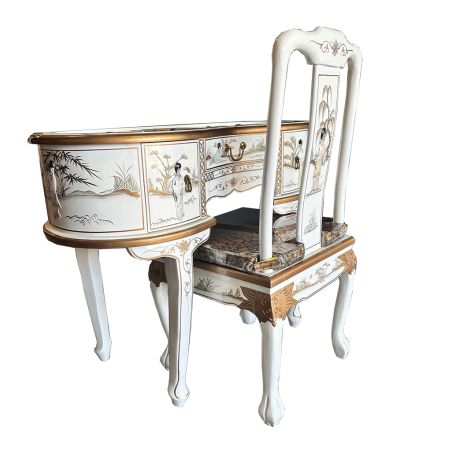 Coiffeuse laquée et sa chaise assortie