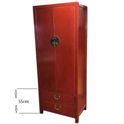 Armoire chinoise rouge sang de boeuf patine à l'ancienne