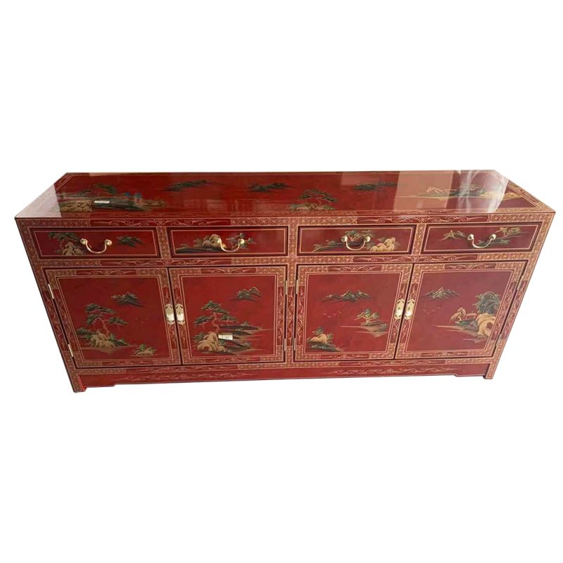 Buffet chinois laque rouge sang de boeuf