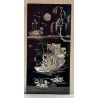 Tableau laqué vietnamien noir incrusté de nacre