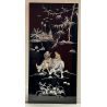 Tableau laqué vietnamien noir incrusté de nacre enfants gardiens de buffles
