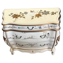 Commode chinoise laque ivoire avec incrustations de geishas en nacre