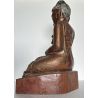 Bouddha birman ancien en bois - Mudra Bhumisparsha