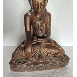Bouddha birman ancien en bois - Mudra Bhumisparsha