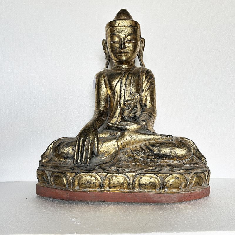 Bouddha birman ancien H61cm position de la terre à témoin