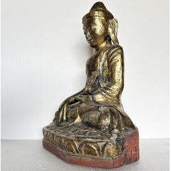 Bouddha birman ancien H61cm position de la terre à témoin