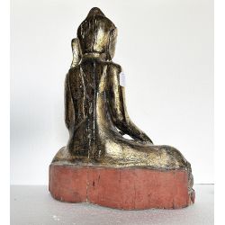 Bouddha birman ancien H61cm position de la terre à témoin