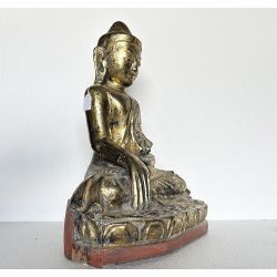 Bouddha birman ancien H61cm position de la terre à témoin