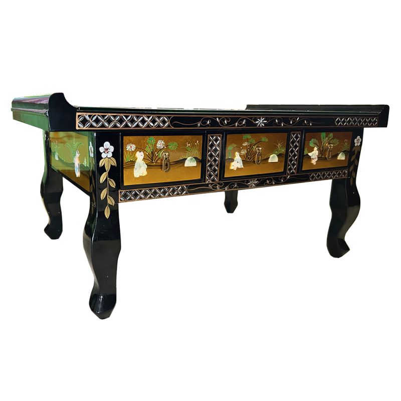 Table de salon laque dorée à la feuille