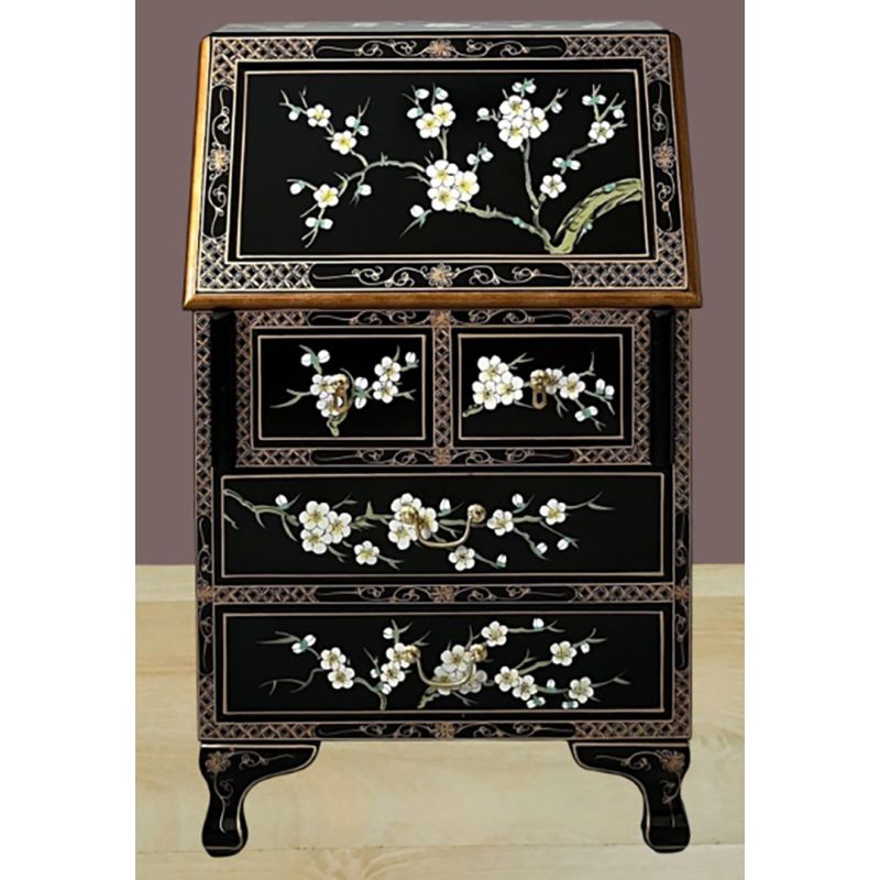 Secrétaire chinois laqué fleurs de prunier