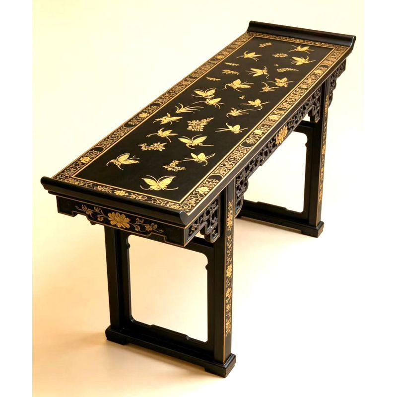 Console chinoise noire papillons